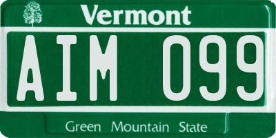 VT license plate AIM099