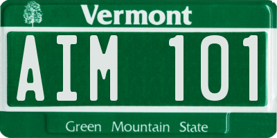 VT license plate AIM101