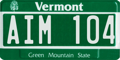 VT license plate AIM104