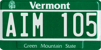 VT license plate AIM105