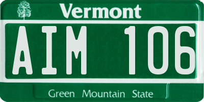 VT license plate AIM106