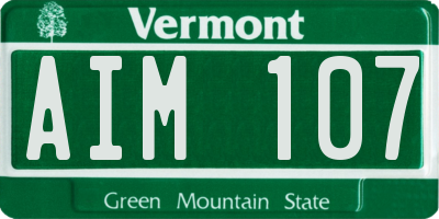 VT license plate AIM107