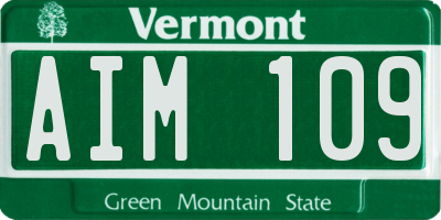 VT license plate AIM109