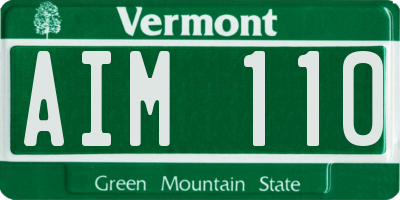 VT license plate AIM110