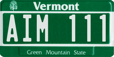 VT license plate AIM111