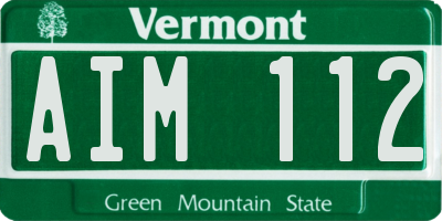 VT license plate AIM112