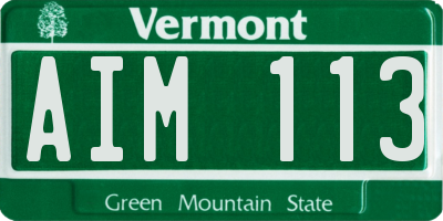 VT license plate AIM113