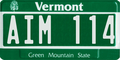 VT license plate AIM114