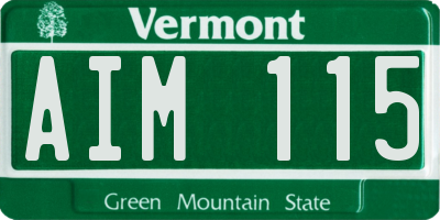 VT license plate AIM115