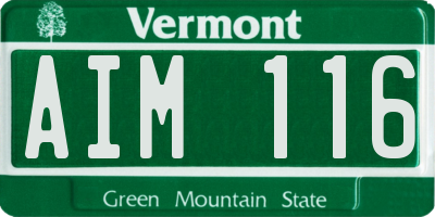 VT license plate AIM116
