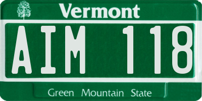 VT license plate AIM118