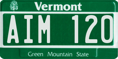 VT license plate AIM120