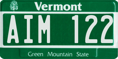 VT license plate AIM122