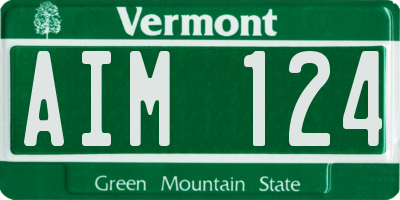 VT license plate AIM124