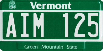VT license plate AIM125
