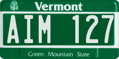 VT license plate AIM127