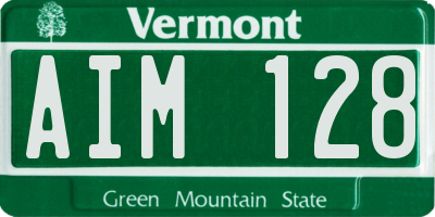 VT license plate AIM128