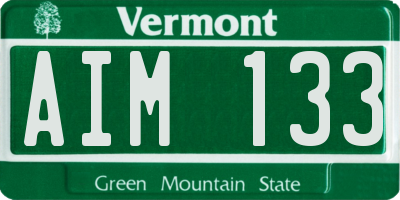 VT license plate AIM133