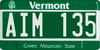 VT license plate AIM135