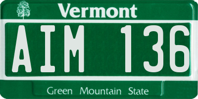 VT license plate AIM136
