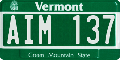VT license plate AIM137