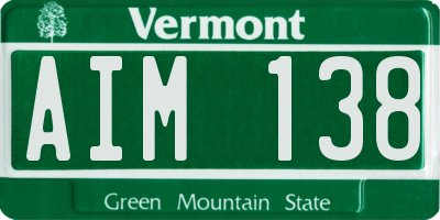 VT license plate AIM138