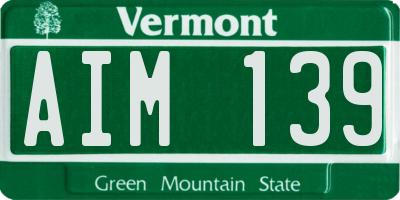 VT license plate AIM139
