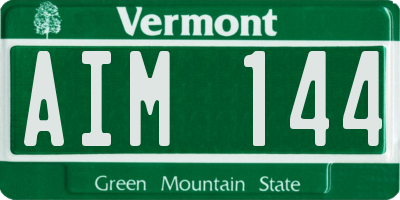 VT license plate AIM144