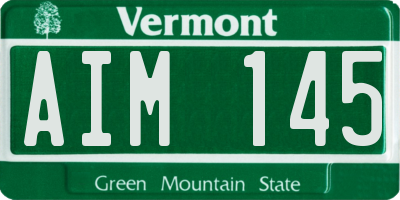 VT license plate AIM145