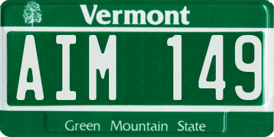 VT license plate AIM149