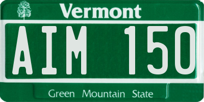 VT license plate AIM150