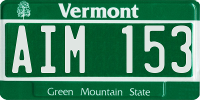 VT license plate AIM153