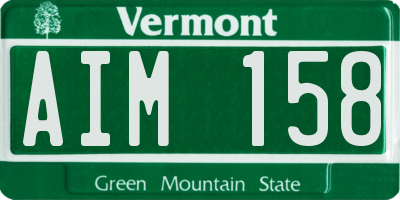VT license plate AIM158