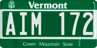 VT license plate AIM172