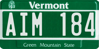 VT license plate AIM184