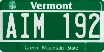 VT license plate AIM192