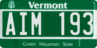 VT license plate AIM193