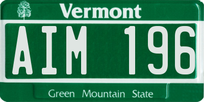 VT license plate AIM196