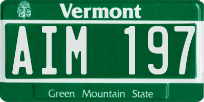 VT license plate AIM197