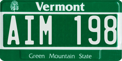 VT license plate AIM198
