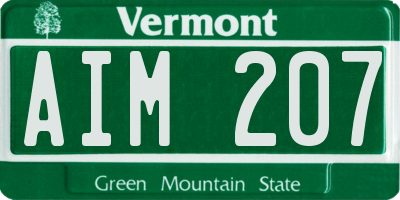 VT license plate AIM207