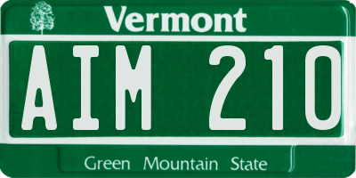 VT license plate AIM210