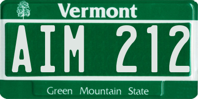 VT license plate AIM212