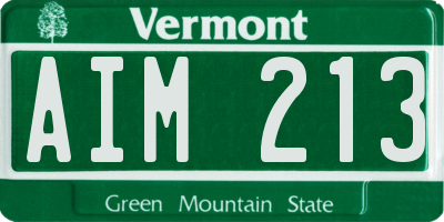 VT license plate AIM213