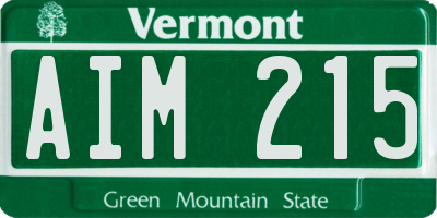 VT license plate AIM215