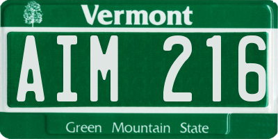 VT license plate AIM216