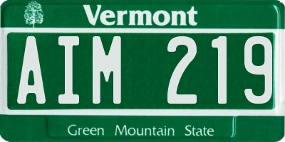 VT license plate AIM219