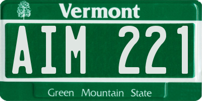 VT license plate AIM221