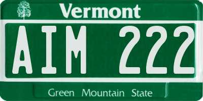 VT license plate AIM222
