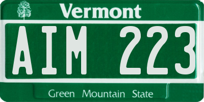 VT license plate AIM223